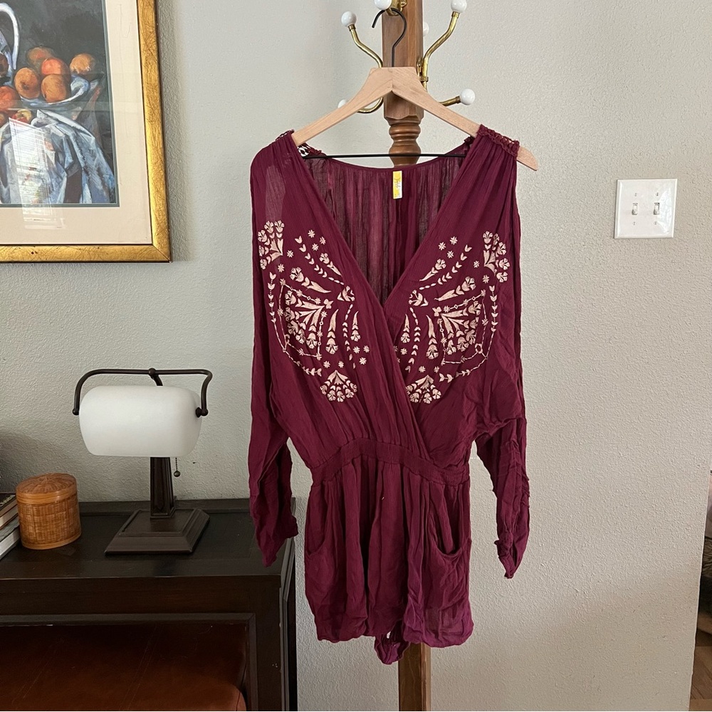 Burgundy Free People Romper
